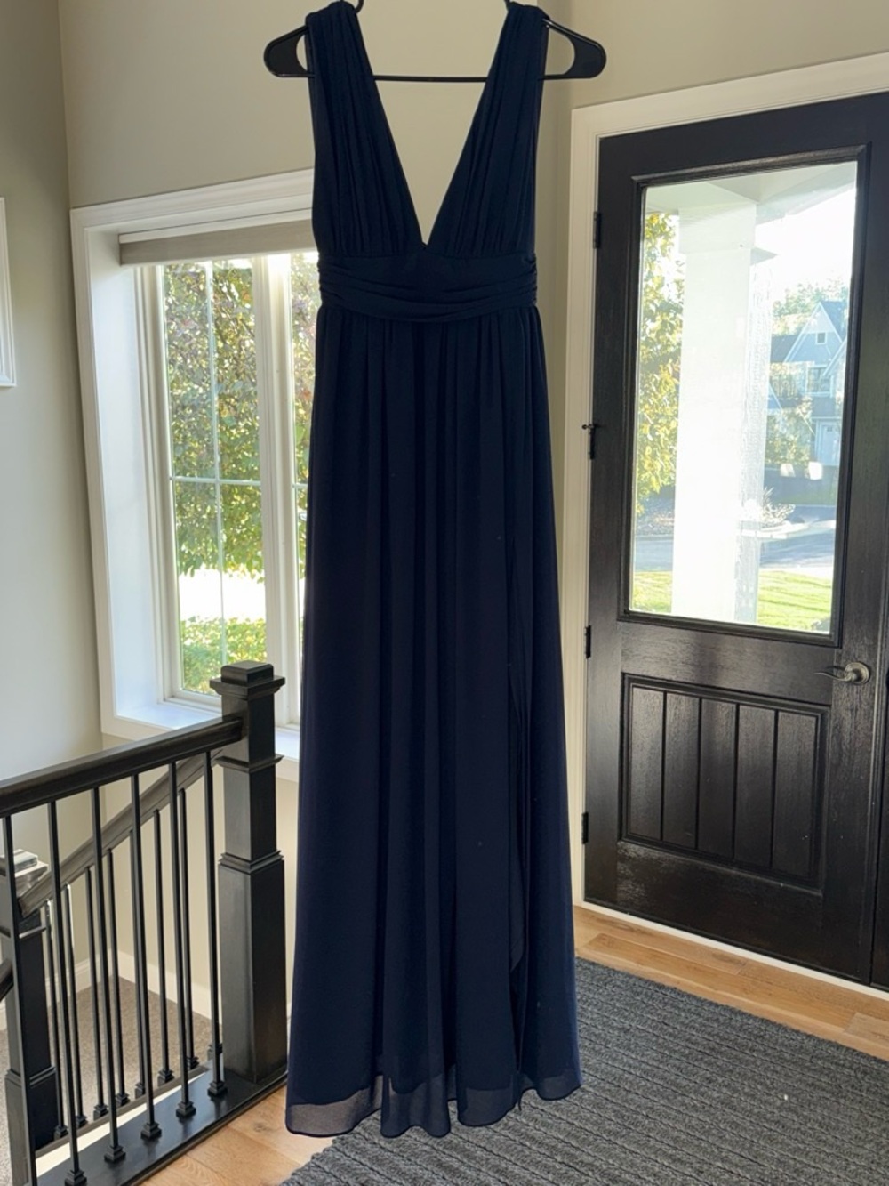 Lulu's Navy Plunging V Maxi Dress